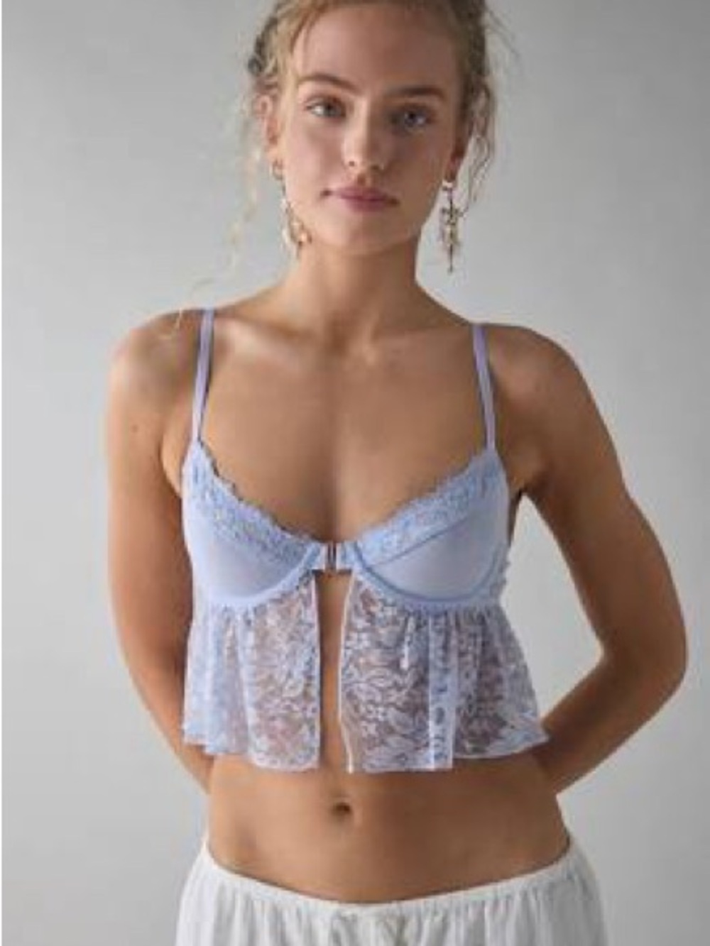 Urban Outfitters Katiya Lace Flyaway Babydoll Bra Top